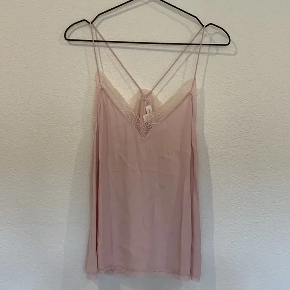NWT Treasure & Bond Blush Baby Pink Lace Teddy Trim Cami Tank Top Size M - Picture 7 of 8